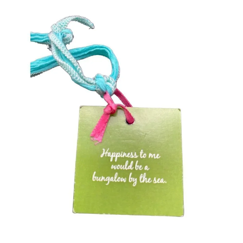 Patty Anderson blue fabric aluminum anchor pendant necklace NWT